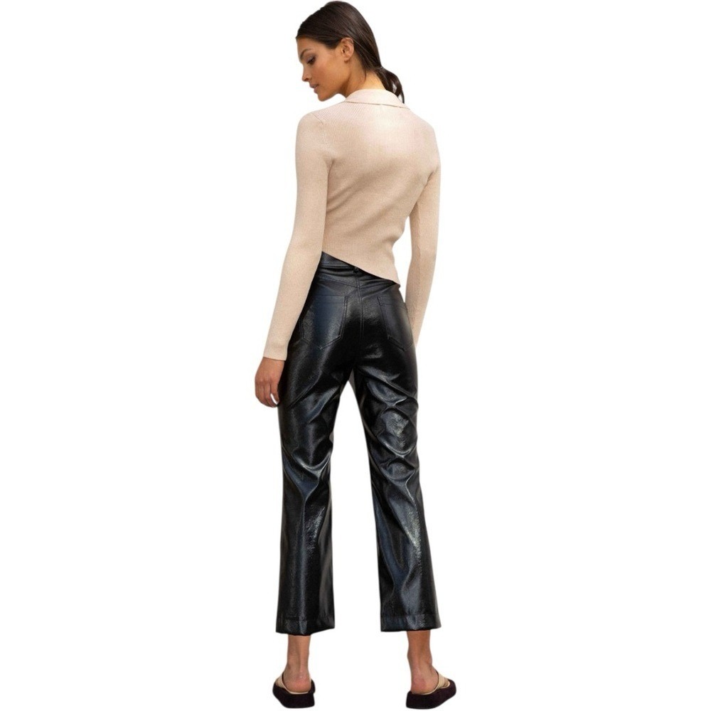 Nwt Misha Bertha Black Vegan Leather High Waist Crop Flare Pants Size 2 $238 — image 2 of 7